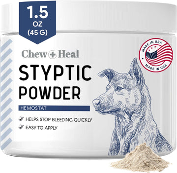 Chew + Heal Labs Styptic Powder For Dogs, Cats, And Other Animals - 1.5 Oz - Quick Stop Bleeding Powder For Clipping Nails, And Other Minor Cuts - Blood Stop Powder