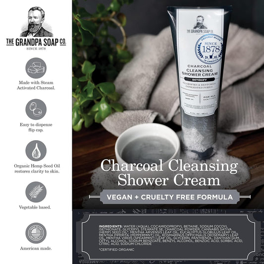 Grandpas Shower Crem Chrcoal Clens 9.5 Oz