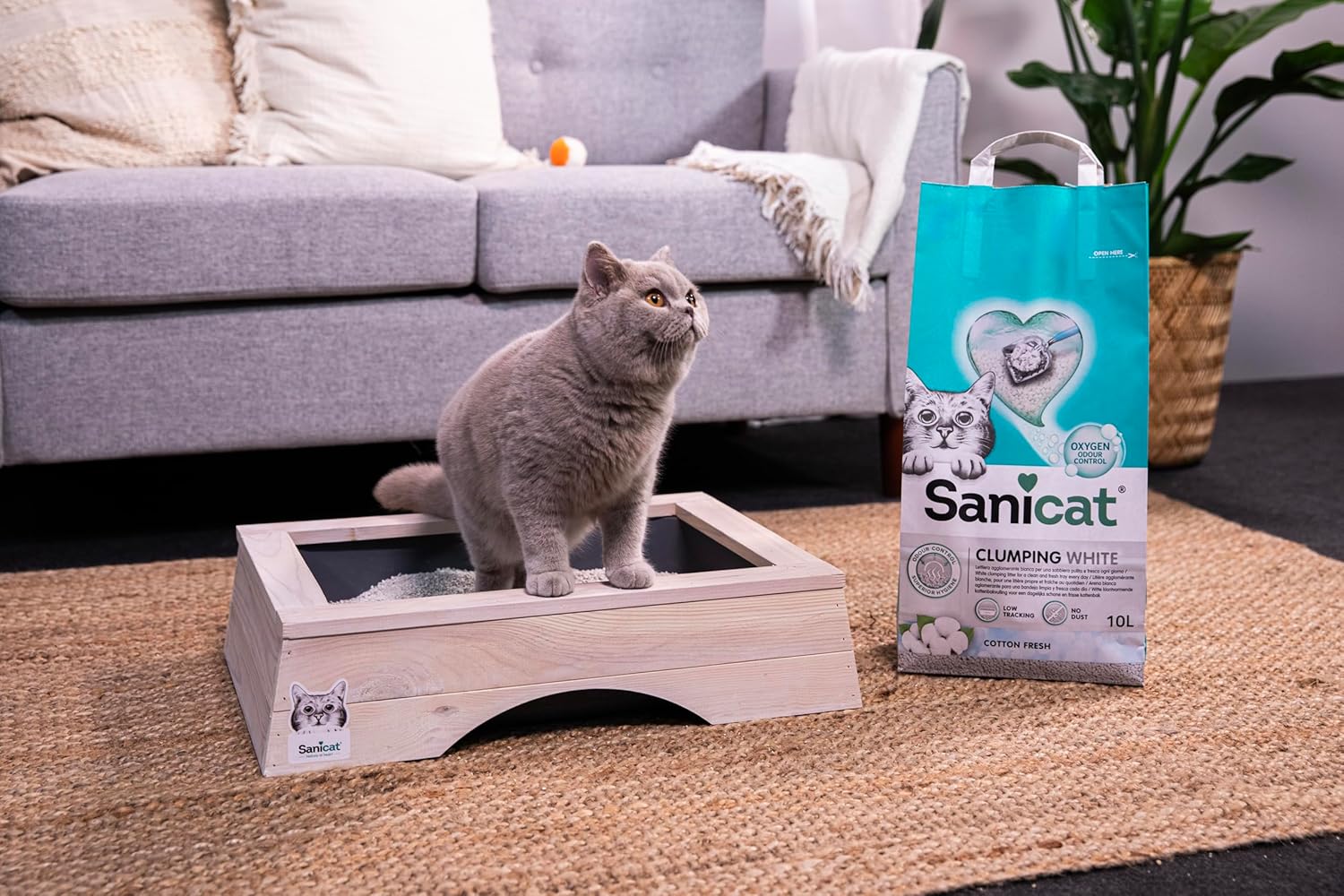 Sanicat - White - Cotton Fresh Ultra Clumping cat litter | Made of natural minerals with guaranteed odour control | Absorbs moisture and makes cleaning easier | 10 L capacity :Pet Supplies