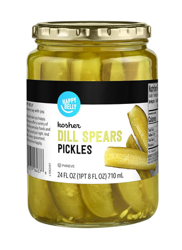 Amazon Brand - Happy Belly Kosher Dill Pickle Spears, 24 Fl Oz (Pack Of 1)