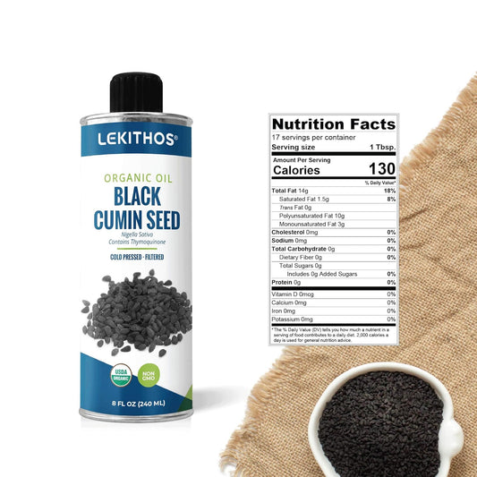 Lekithos Organic Black Cumin Seed Oil - 8 fl. oz. - Certified USDA Org