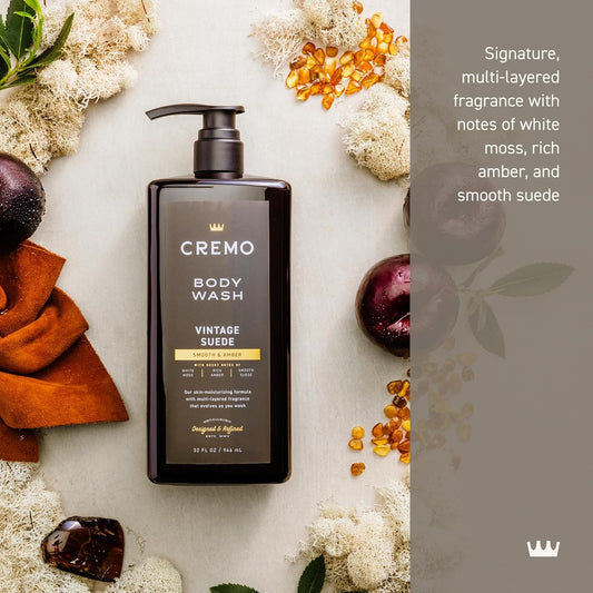 Cremo Rich-Lathering Palo Santo Body Wash For Men, Notes Of Bright Cardamom, Dry Papyrus And Aromatic Palo Santo, 32 Fl Oz