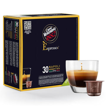Caffe' Vergnano 1882 Medium Roast Espresso Compatible Capsules, Single-Serve Arabica Robusta Espresso Coffee, Italian Espresso Pods For Coffee Machines, Intensity 10/10, Napoli, 30 Ct