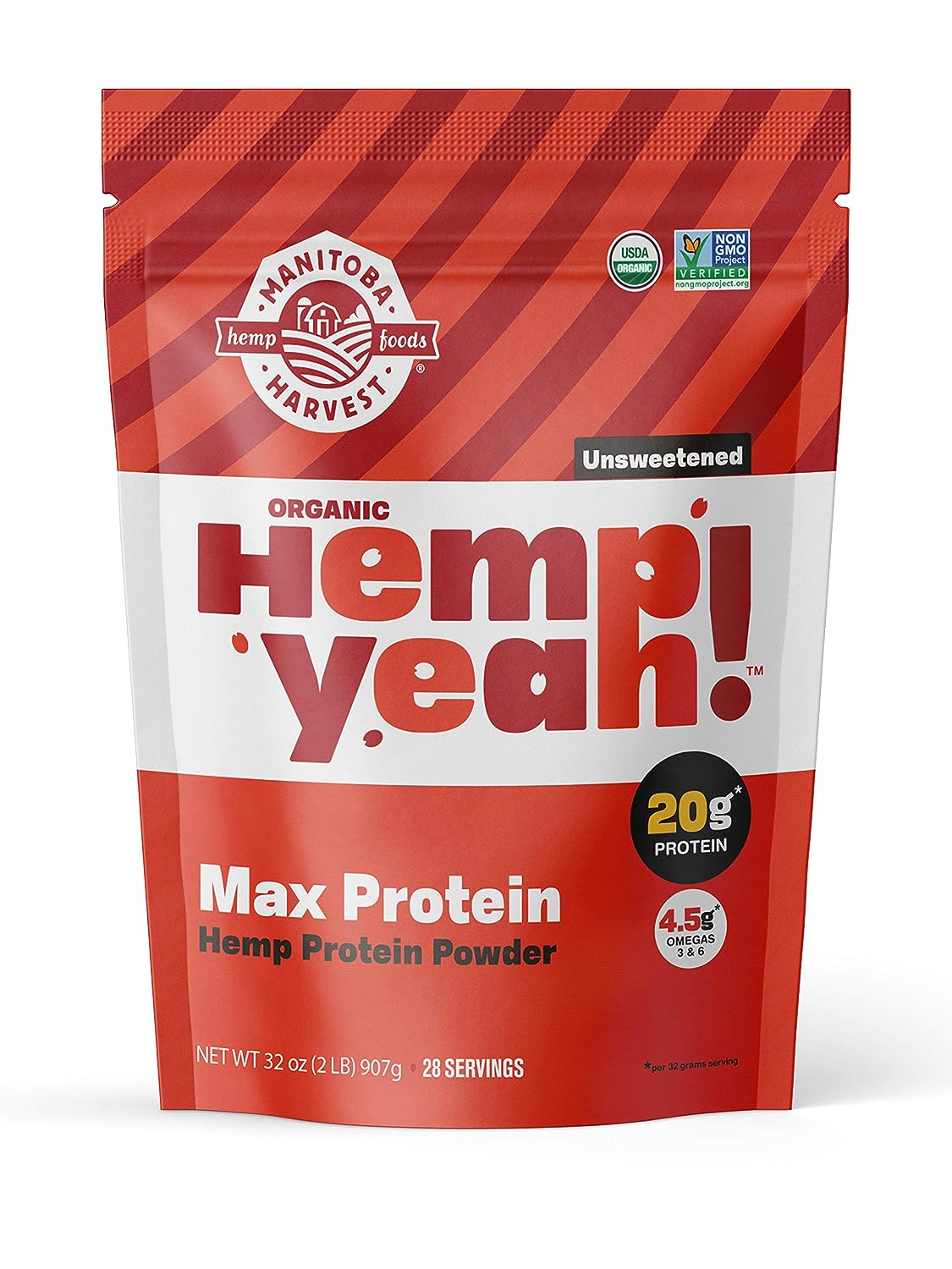 Manitoba Harvest Hemp Yeah! Organic Max Protein Powder, Unsweetened, 3