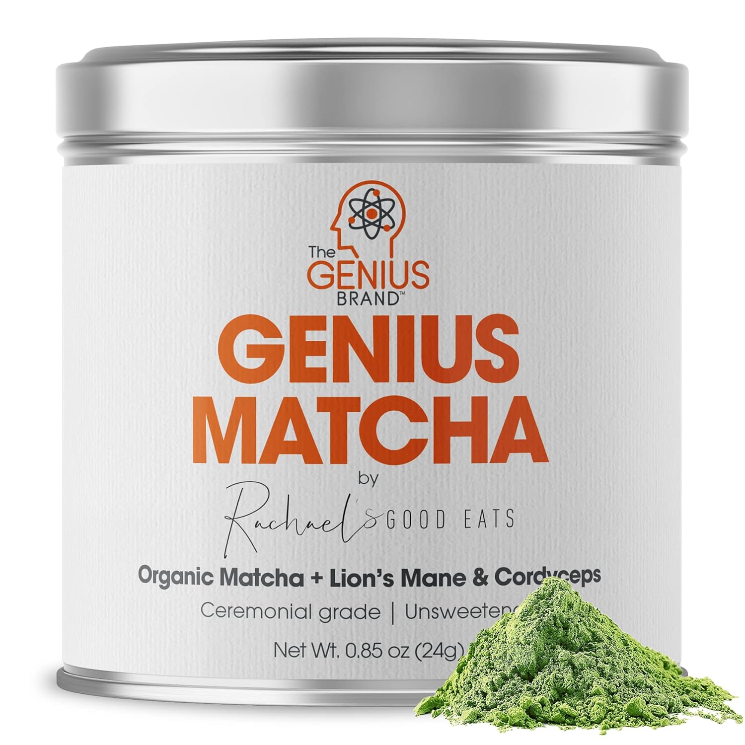 Genius Matcha Green Tea Powder, Unsweetened - Organic Ceremonial Grade, Authentic Japanese Culinary Matcha Mix With Lion’S Mane & Cordyceps Mushroom Extract For Energy & Focus Boost - Rachaelsgoodeats