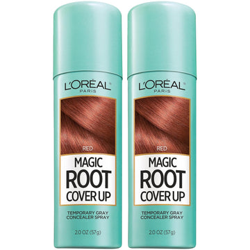 L'Oreal Paris Root Cover Up Temporary Gray Concealer Spray, Hair Color Spray With Filling & Thickening Coverage, Red, Pack Of 2, Packaging May Vary