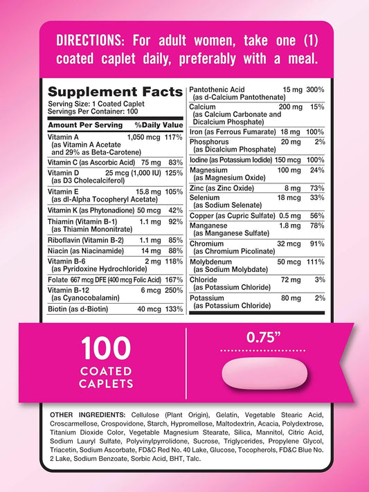 Multivitamin For Women | 100 Caplets | Non-Gmo & Gluten Free | Adult Abc Complete Multivitamin | By Nature'S Truth