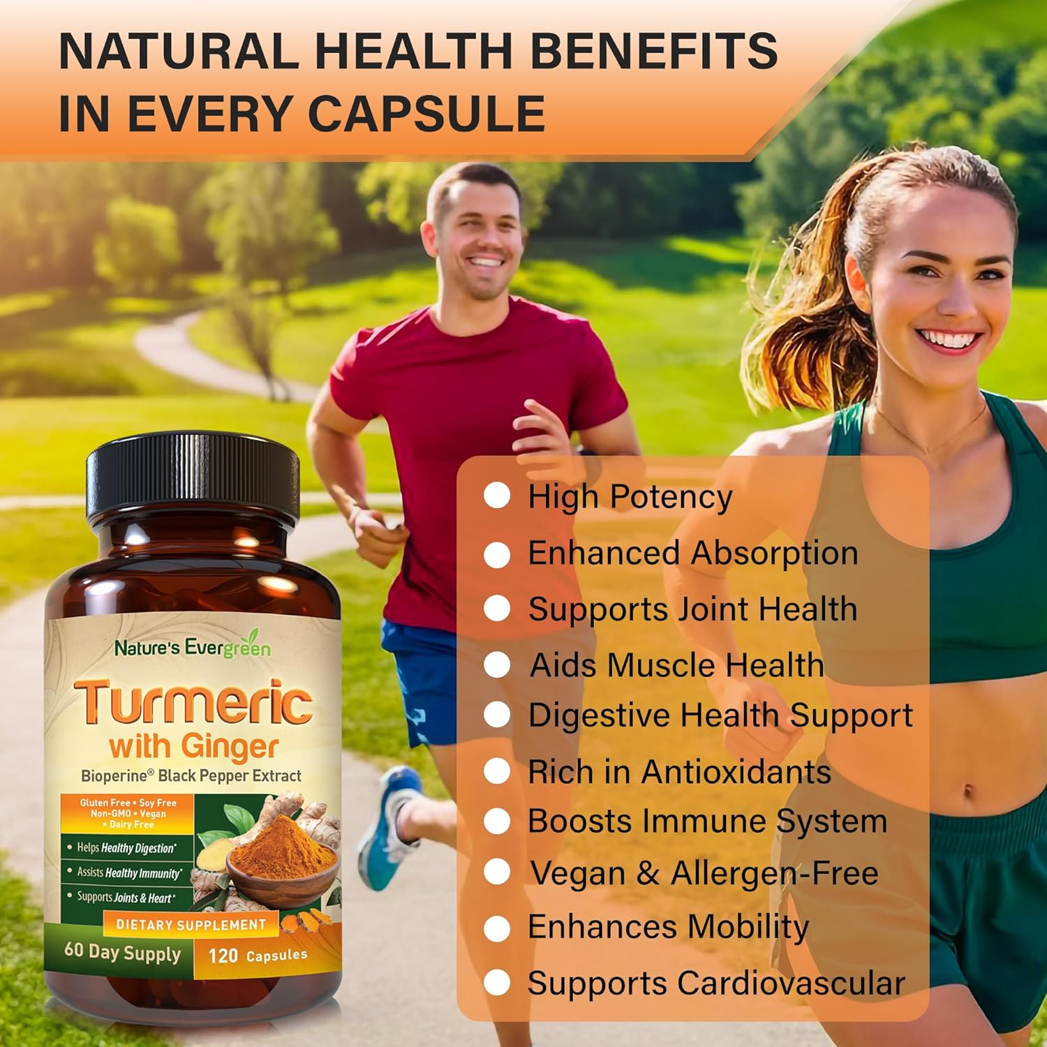 Buy Turmeric With Ginger Root Joint Support Supplement | Turmeric Curcumin Supplement 95% Curcuminoids | Contains Organic Turmeric & Ginger With Black Pepper Extract For Max Absorption. 120 Capsules On  Free Shipping On Qualified Orders