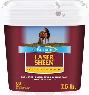 Farnam Laser Sheen Skin & Coat Supplement For Horses, Promotes Healthy Skin & Radiant Coat From The Inside Out, 7.5 Pound, 60 Day Supply