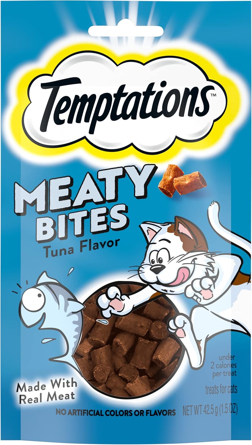 Temptations Meaty Bites, Soft And Savory Cat Treats, Tuna Flavor, (7) 1.5 Oz. Pouches