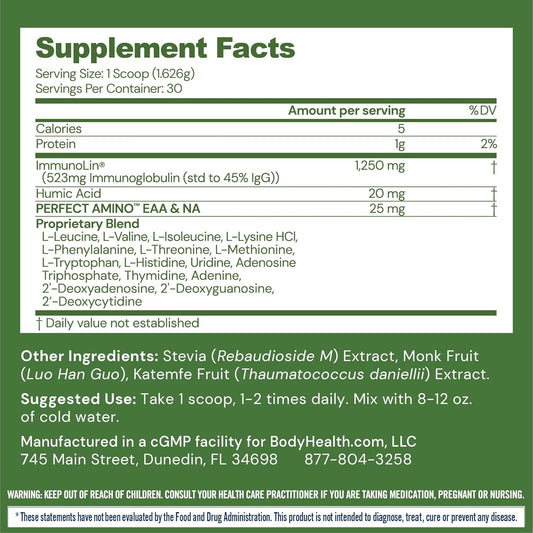 Bodyhealth Gut Restore With Perfectamino, Immunolin, And Humic Acid - Gut Health Supplement For Digestive And Immune Support - Unflavored - 30 Servings