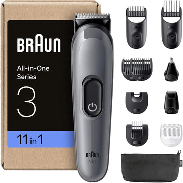 Braun 6-In1 All-In-One Style Kit Series 3, Male Grooming Kit With Beard Trimmer, Hair Clippers & Precision Trimmer, With Lifetime Sharp Blades, Gifts For Men, Uk 2 Pin Plug, Mgk3420, Black