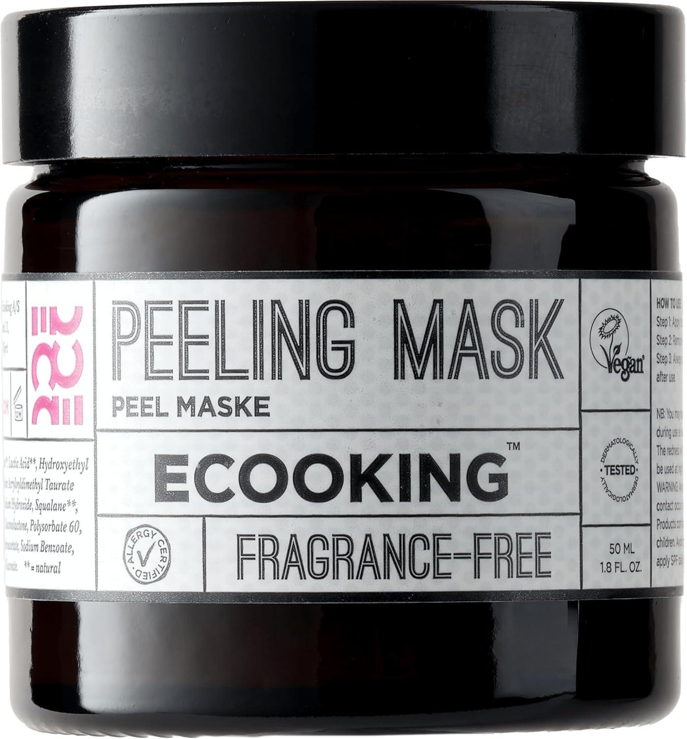 Ecooking Peeling Mask Fragrance-Free 50Ml | Facial Exfoliator & Dead Skin Remover | Glycolic Acid & Lactic Acid Peeling | Use Weekly To Boost Skin Cell Production, Smooth & Firm Skin