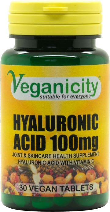 Veganicity Hyaluronic Acid 100Mg : Bone & Joint Health Nutrient : 30 Tablets