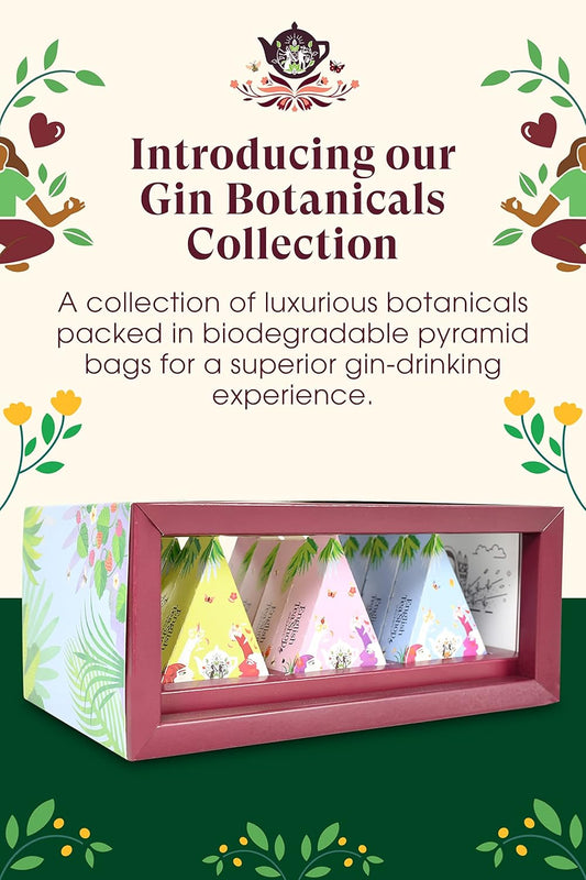 English Tea Shop Organic Gin Botanicals - 12 Pyramid Tea Bags Gift Pack With 3 Different Natural Botanical Blends