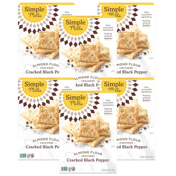 Simple Mills Almond Flour Crackers Black Cracked Pepper Gluten Flax Seed 4.25 Oz Pack Of 6