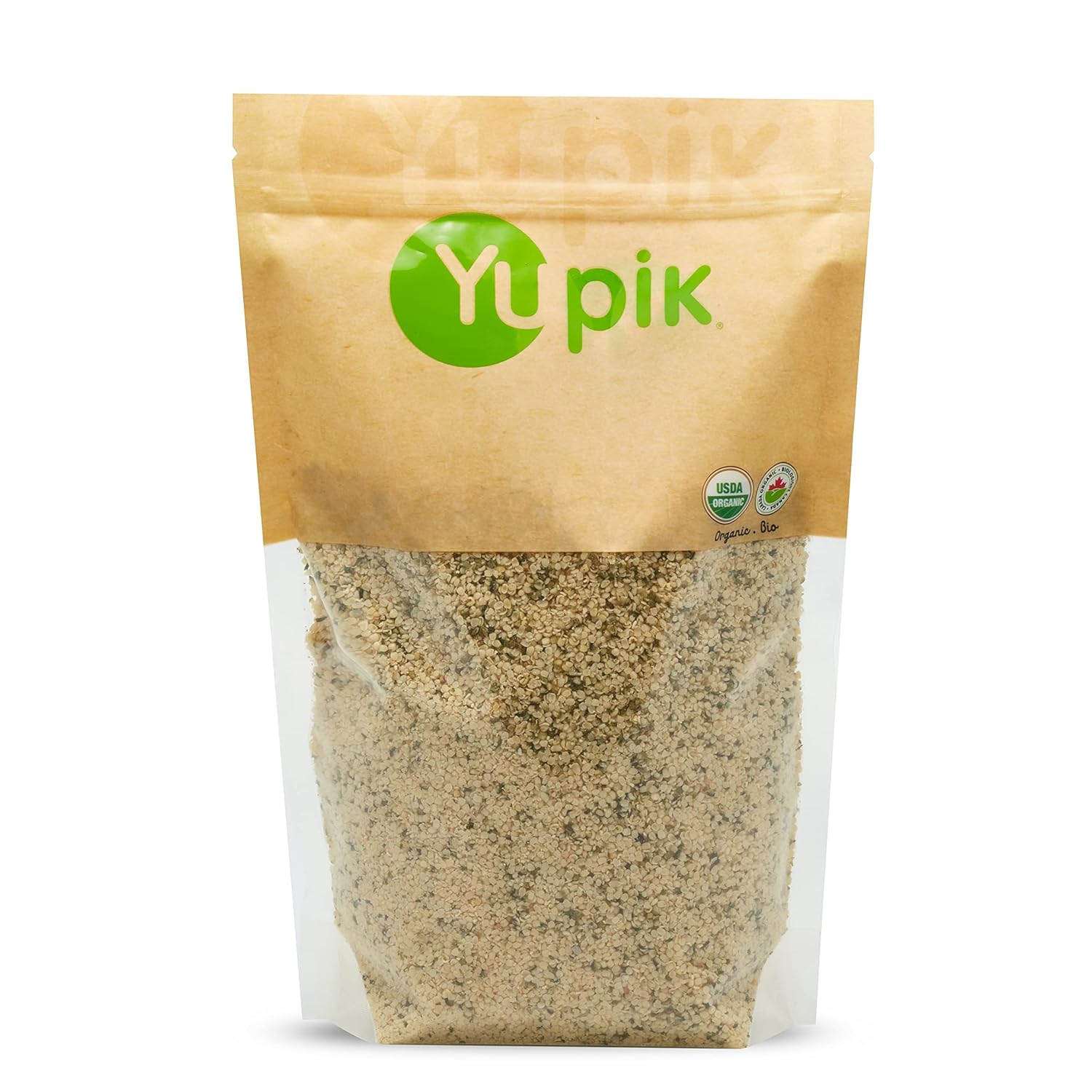Yupik Organic Canadian Hulled Hemp Seeds, 1 lb - 16oz, Vegan, GMO-Free, Vegetarian, Gluten-Free Hemp Hearts, Brown, Pack of 1