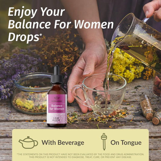 Herbamama Balance For Women Drops - Milk Thistle, Vitex Berry, Angelica, Maca Root & Ashwagandha Women Supplements - Vegan, Alcohol & Sugar-Free, 28-Day Supply