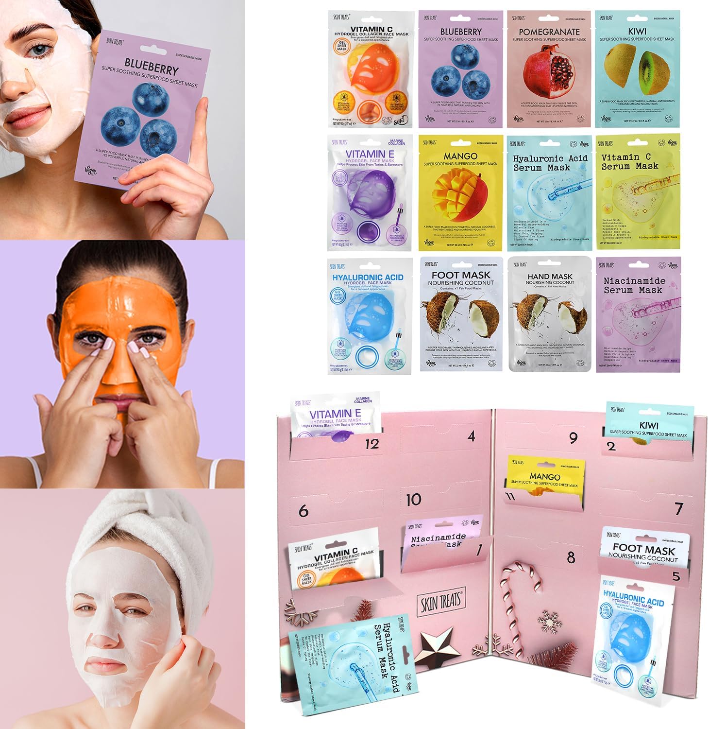 Skin Treats Ultimate Masking 12 Day Advent Calendar | 12 Clay Masks | Skincare Advent Calendar | Bentonite & Kaolin Clay | Refreshing & Rejuvenating | Vegan | Not Tested On Animals