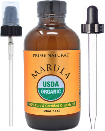 Prime Natural Organic Marula Oil 4Oz/120Ml - Usda Certified - Cold Pressed, Unrefined, Virgin - 100% Pure, Natural, Vegan, Best For Face, Body, Hair, Nails, Skin Care