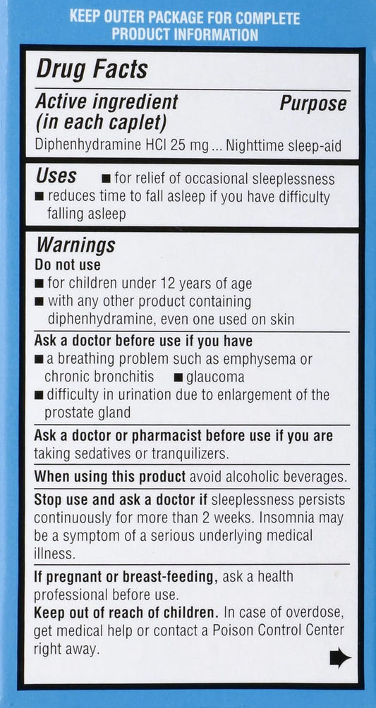 Rite Aid Nighttime Sleep Aid Diphenhydramine Hci 25 Mg, 100 Mini Caplets | Non-Habit Forming Sleep Supplement | Natural Sleep Aid
