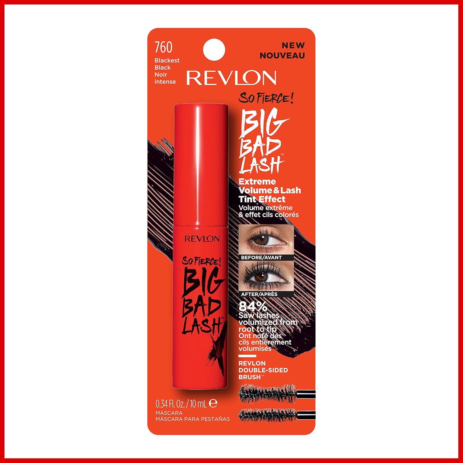 Revlon Mascara, So Fierce Big Bad Lash Eye Makeup, Volumizing, Lasts up to 24 Hours, No Clump, Smudge Proof, Flake Proof, 760 Blackest Black, 0.34 fl. Oz : Beauty & Personal Care