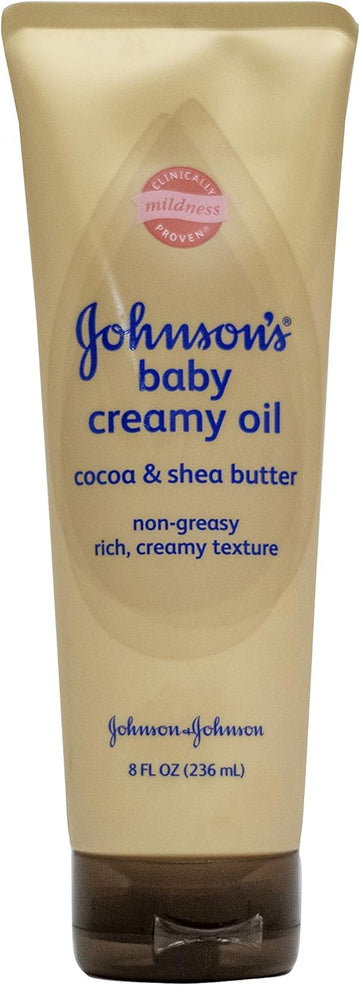 Johnson's Baby Creamy Oil, Cocoa and Shea Butter, 8 Ounce (Pack of 2)