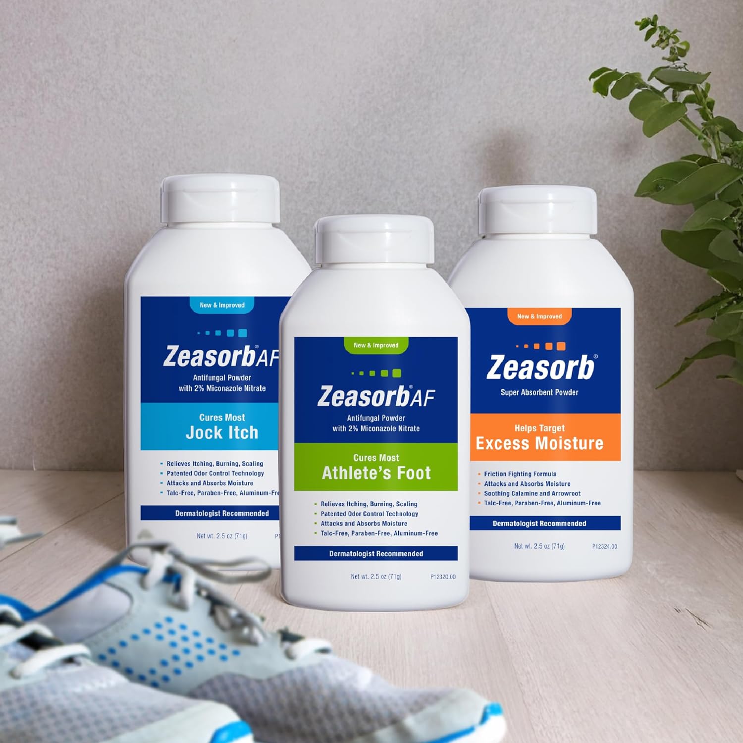 Zeasorb Super Absorbent Antifungal Treatment Powder For Jock Itch, Dermatologist Recommended, Attacks & Absorbs Moisture, Patented Odor Control Technology, With Bentonite Clay And Aloe, 2.5 Oz Bottle : Health & Household