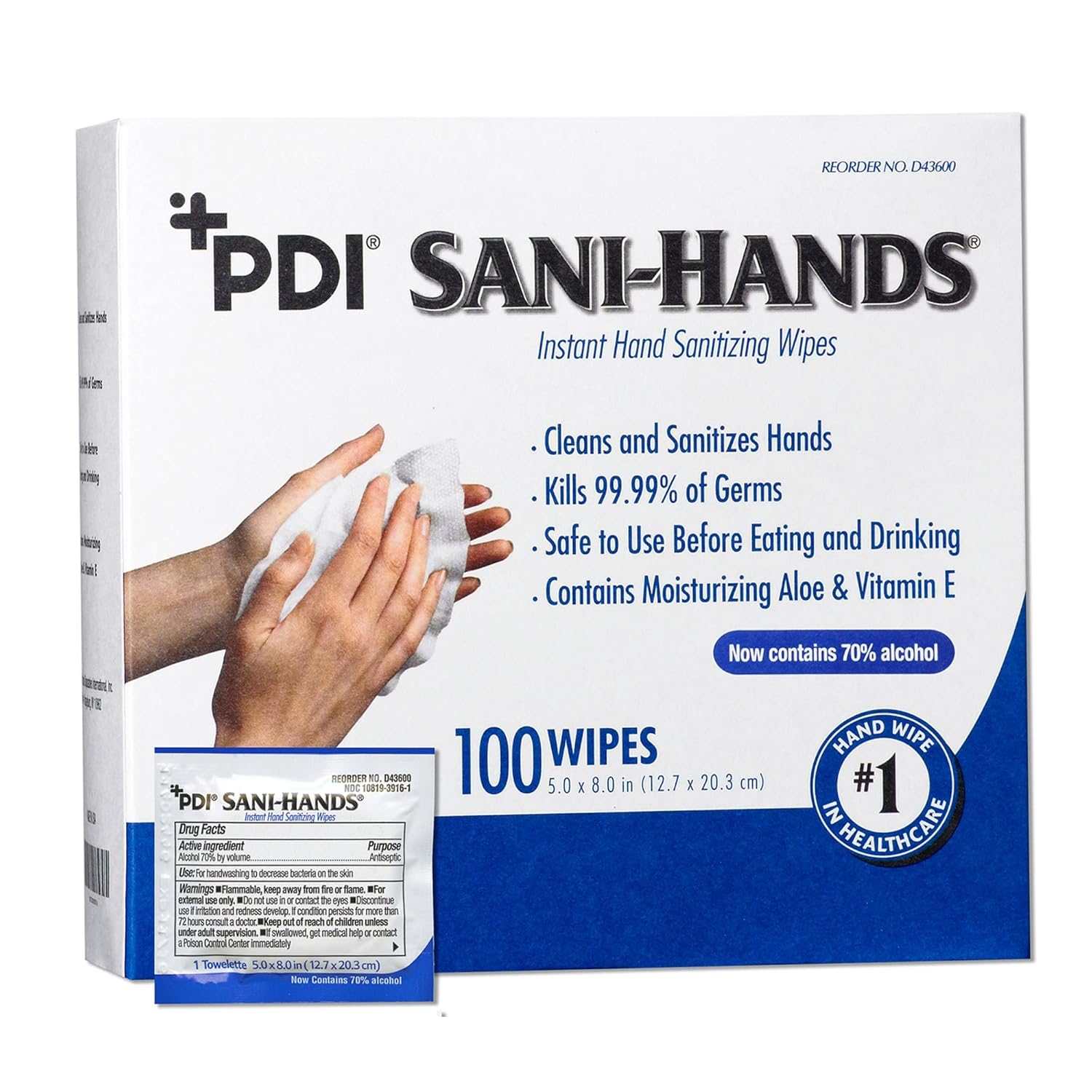 Sani-Hands Hand Sanitizer Wipes, Ethyl Alcohol Wipes Individually Wrapped With Aloe And Vitamin E, Hand Sanitizer Travel, Home, Outdoor Use, 5 In X 8 In, 100 Wipes, 1 Pack : Health & Household