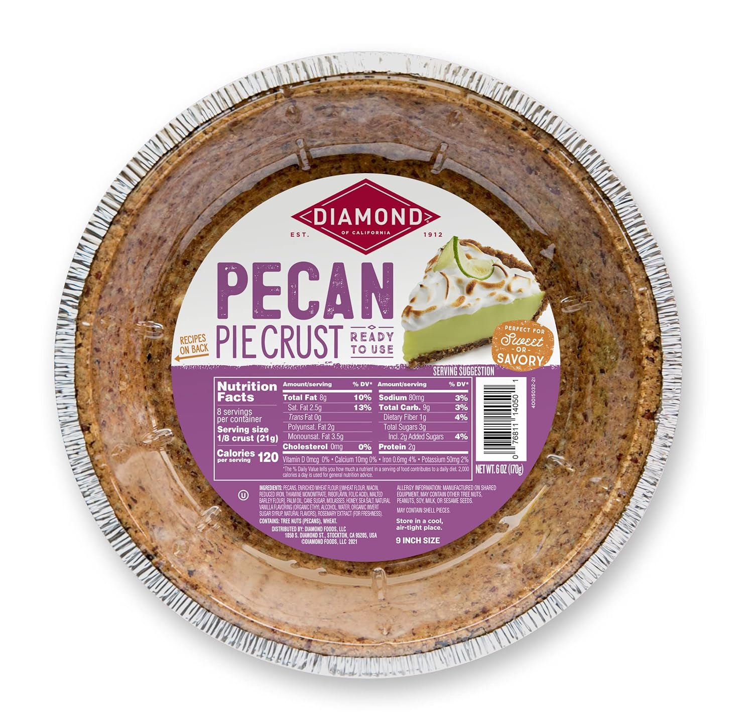 Diamond Of California Pecan Pie Crust, 6 Oz, 1 Unit