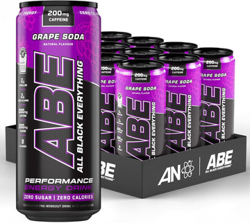 Applied Nutrition Abe Pre Workout Cans - All Black Everything Energy + Performance Drink, Abe Carbonated Beverage Sugar Free With Caffeine (Pack Of 12 Cans X 330Ml) (Energy Flavour)