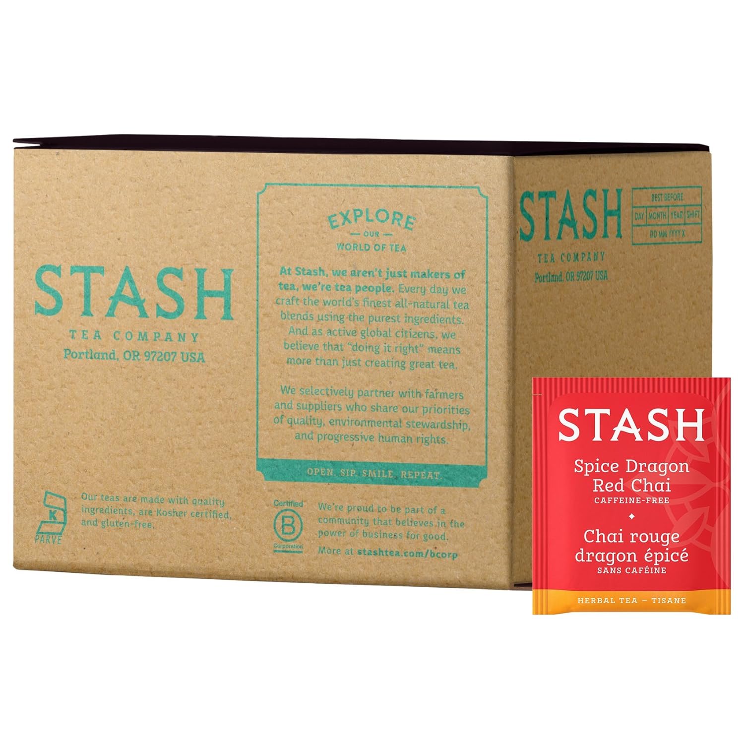 Stash Tea Spice Dragon Red Chai Herbal Tea, Box Of 100 Tea Bags (Packaging May Vary)