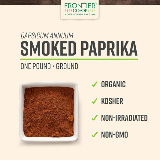 Frontier Co-Op Organic Ground Smoked Paprika 1Lb Bulk Bag - Spanish Paprika Powder Seasoning - Restaurant Supply