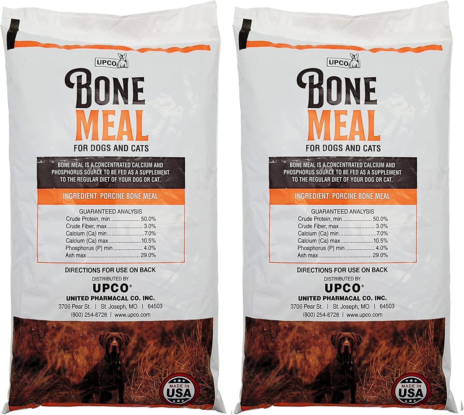 Bone Meal Steamed Powder for Dogs and Cats 2 Pack Total 2 Pounds from Upco Bone Meal Made in USA