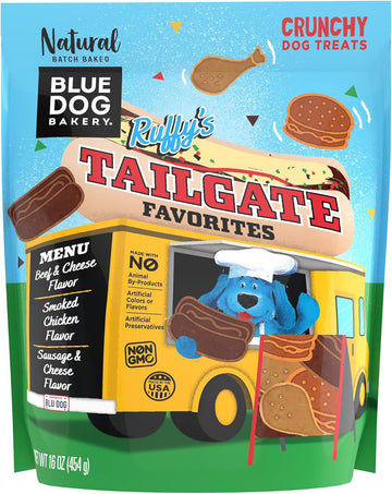 Blue Dog Bakery Natural, Ruffy'S Food Truck Tailgate Favorites Crunchy Dog Treats, Made In Usa, (1) 16-Ounce Bag