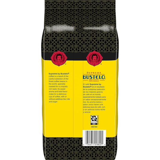 Café Bustelo Supreme By Bustelo Espresso Style Dark Roast Whole Bean Coffee, 16 Ounce (Pack Of 6)