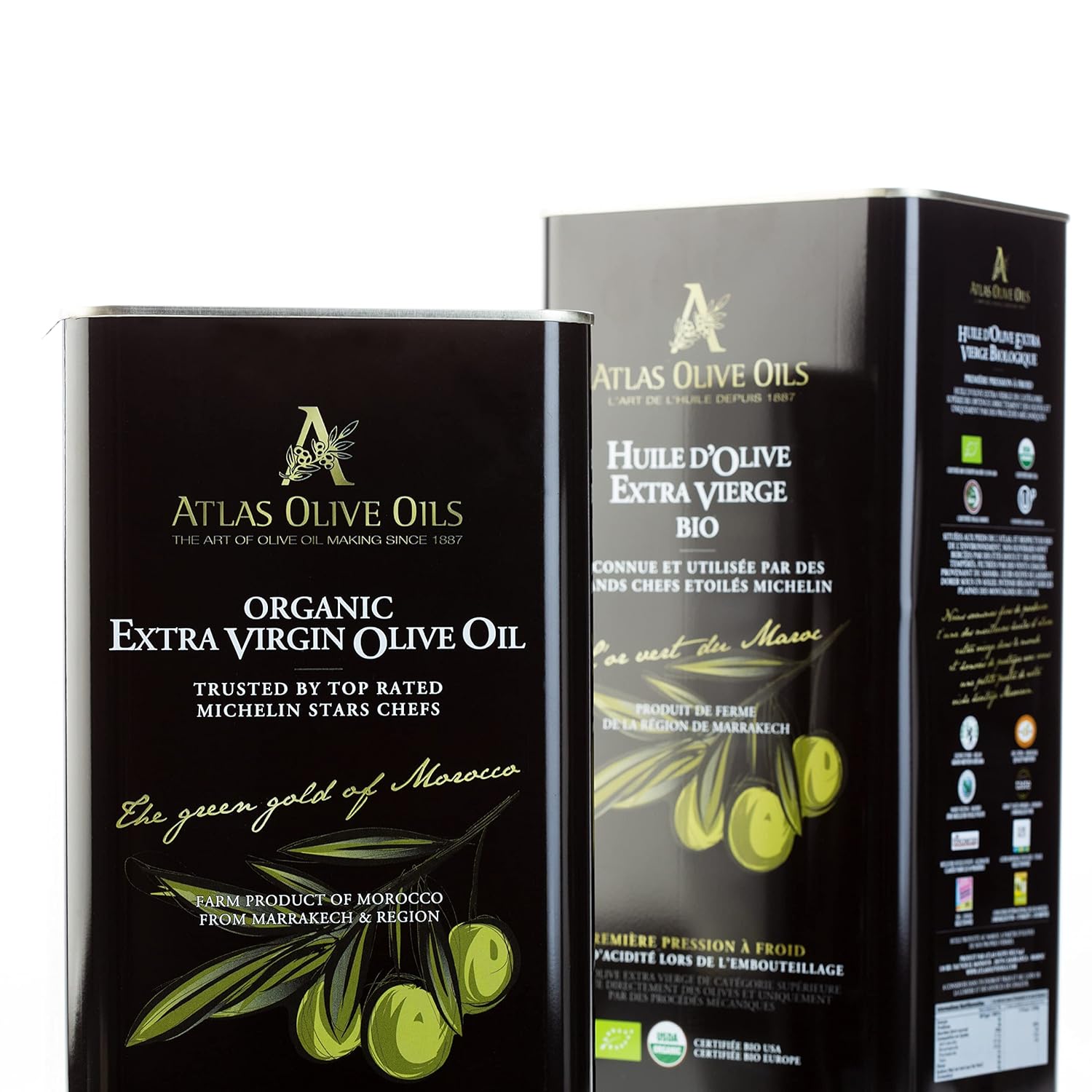 Atlas 3 Lt Organic Cold Press Extra Virgin Olive Oil With Polyphenol Rich From Morocco|Newly Harvested Unprocessed From One Single Family Farm | Moroccan Evoo Trusted By Michelin Star Chefs