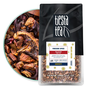 Tiesta Tea - Fireside Spice, Mulled Wine Herbal Tea, Premium Loose Leaf Tea Blend, Non Caffeinated Holiday Teas, Make Hot Or Iced Tea & Brews Up To 200 Cups - 16 Ounce Resealable Bulk Pouch