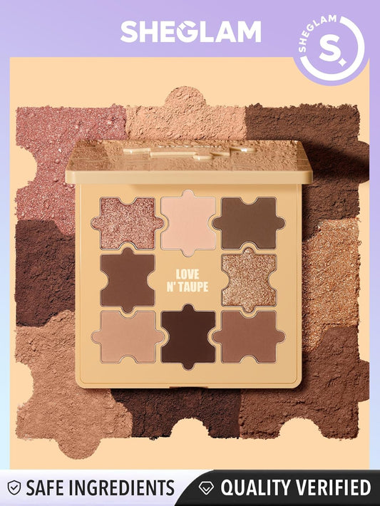 Sheglam 8-Color Shimmer Matte Eyeshadow Palette Smooth Blendable Jazy Jigsaw Eyeshadow Palette-Love N' Taupe