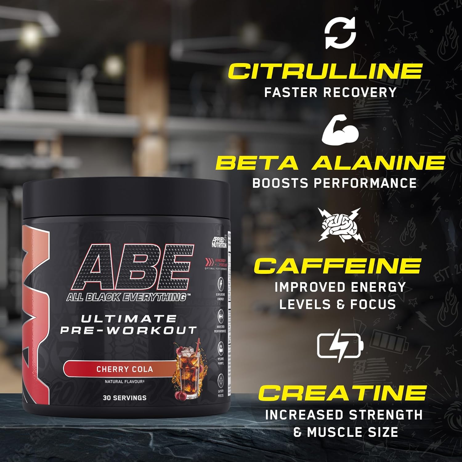 Applied Nutrition Bundle ABE Pre Workout 375g + ABE Black Shaker | All Black Everything Pre Workout Powder, Energy Drink, Physical Performance, Creatine, Beta Alanine, Caffeine (Fruit Punch) : Amazon.co.uk: Health & Personal Care