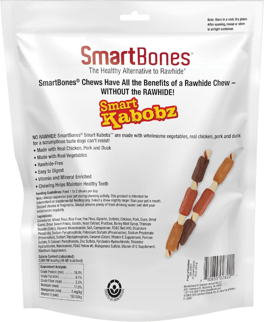 Smartbones Smart Kabobz, Treat Your Dog To A Rawhide-Free Chew Made With Real Chicken, Pork And Duck, 18 Count