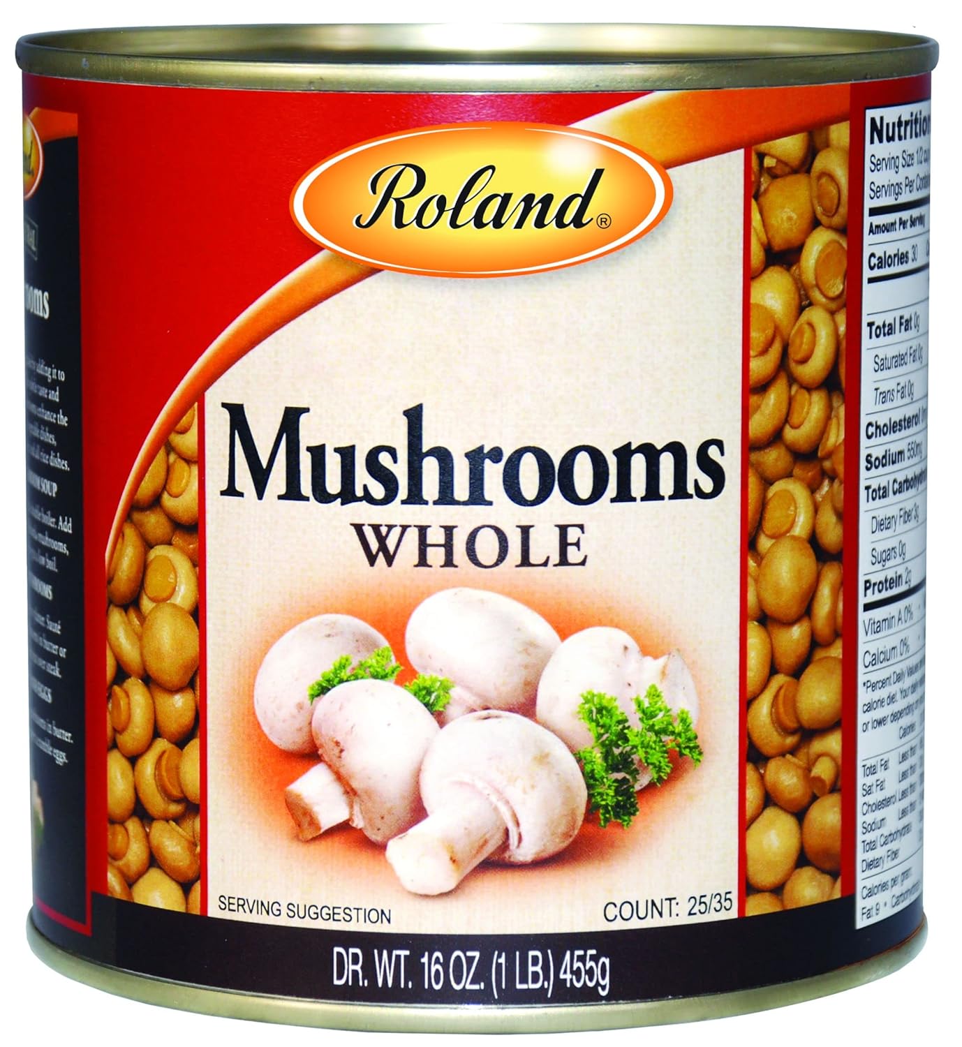Roland Foods Medium & Large Button Mushrooms, 16 Ounce Can, Pack of 4