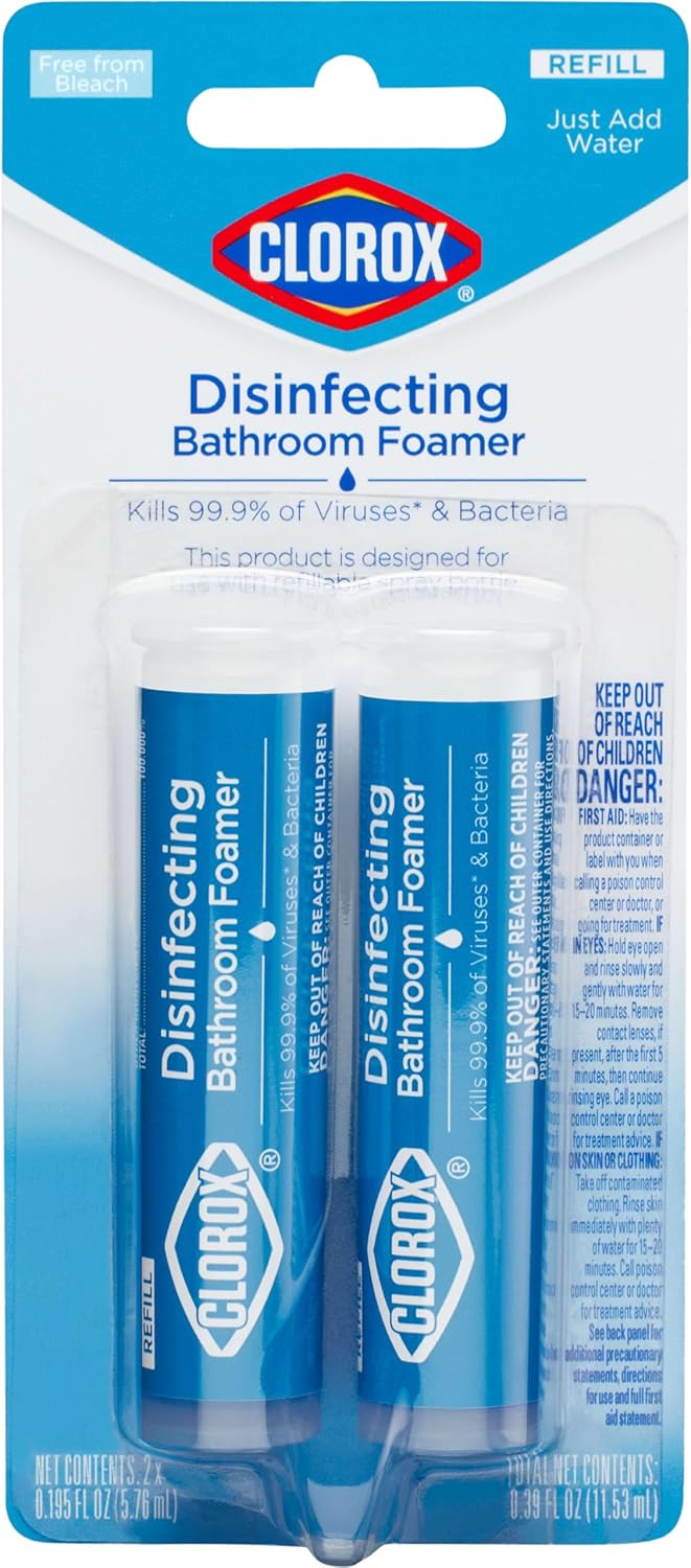 Clorox Disinfecting Bathroom Foamer Refills For Clorox Bathroom Foamer Cleaning System, Household Essentials, 2 Count