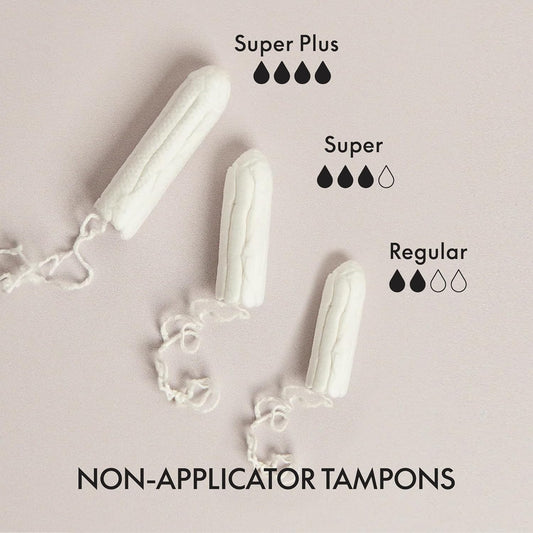 Grace & Green - Organic Tampons - Non-Applicator - Size: Regular - Made with Organic Cotton - Sustainable - 54x Regular Tampons