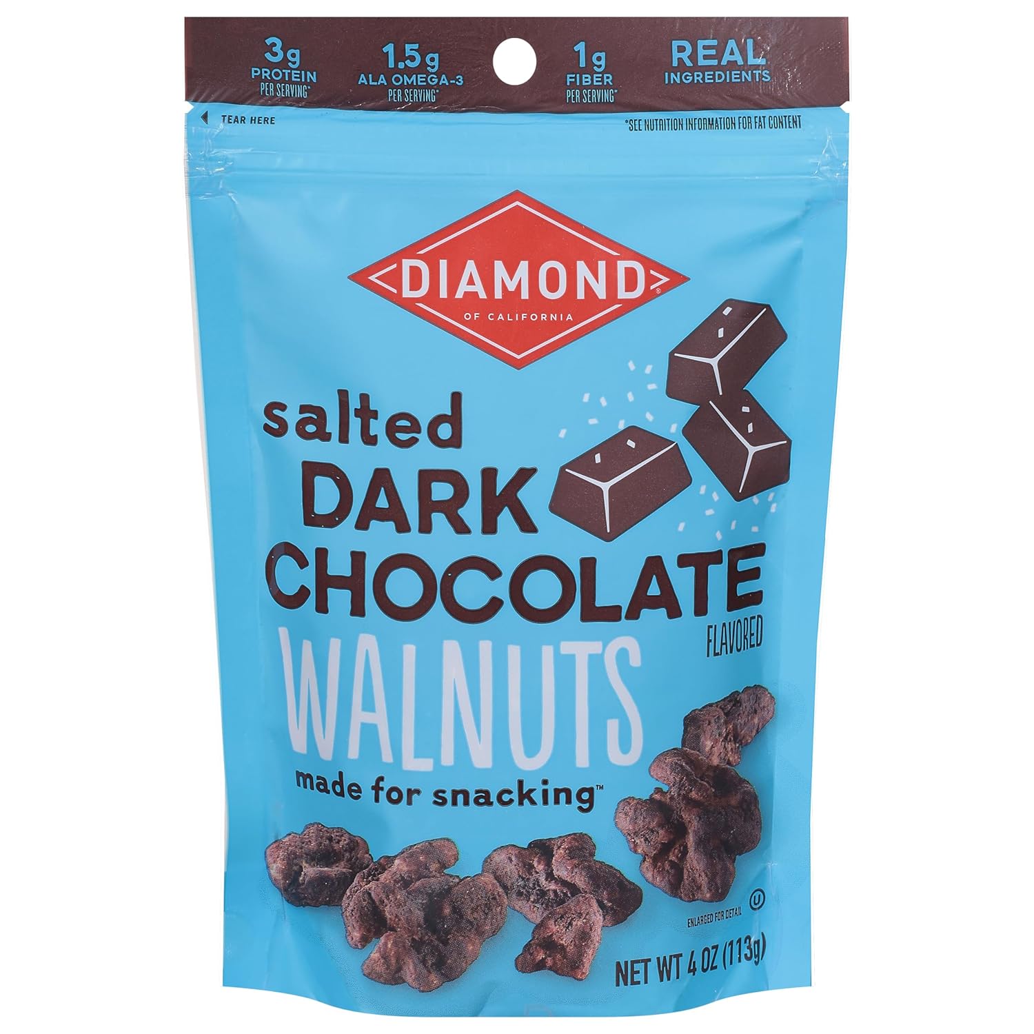 Diamond Of California Salted Dark Chocolate Walnuts, 4 Oz, 1 Pack