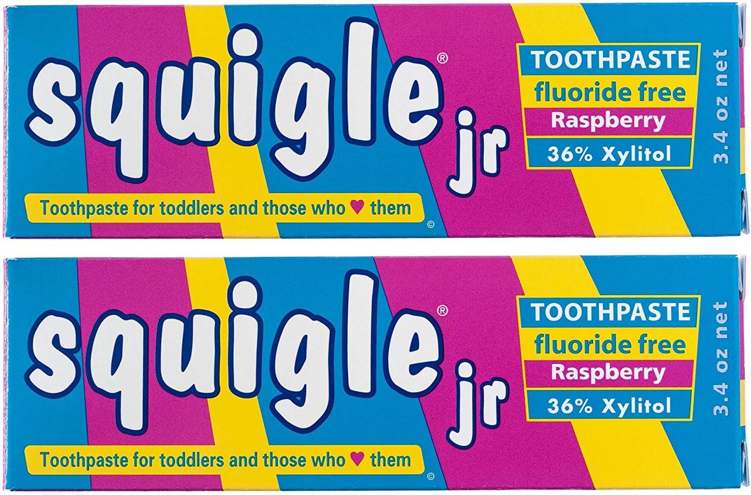 Squigle Jr Toothpaste (for Infants, Toddlers), Travel Toothpaste, Prevents Cavities, Canker Sores, Chapped Lips. Soothes, Protects Dry Mouths. Stops Tooth Sensitivity, No SLS - 2 Pack