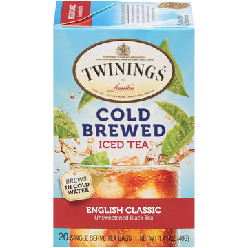 Twinings English Classic Cold Brewed Iced Tea Bags, 20 Count (Pack Of 6)