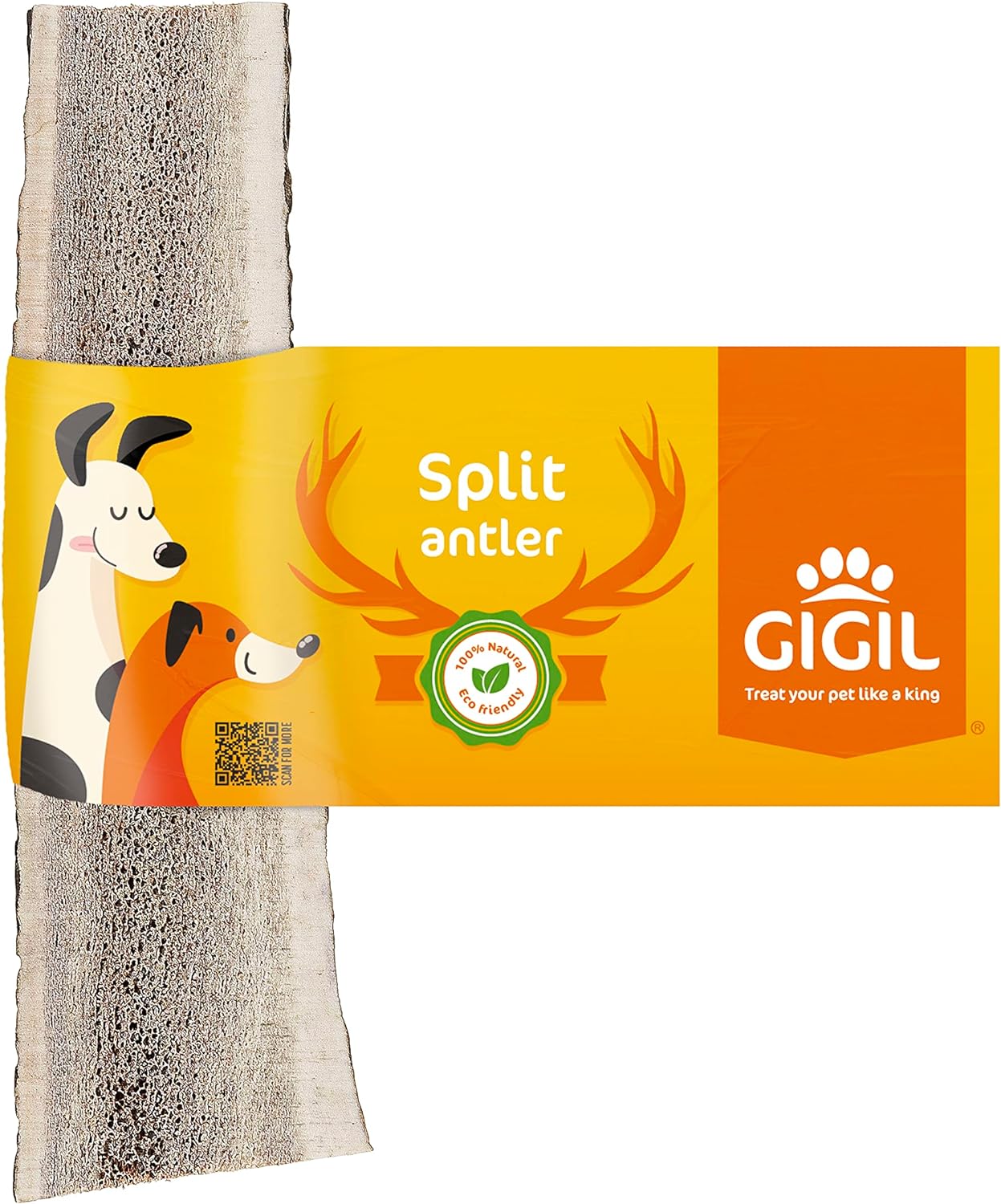 GIGIL Treat You Pet Like a King - 100% Natural Deer Split Antlers for Medium Dogs - Premium Elk Antlers - Long Lasting Dog Chew Toy - Naturally Shed and Organic Antlers for Dogs - Size M