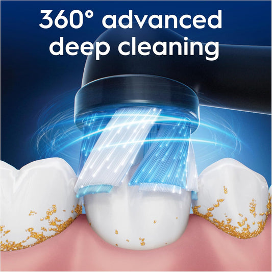 Oral-B Io Ultimate Clean Original Electric Toothbrush Head, Twisted & Angled Bristles For Deeper Plaque Removal, Pack Of 8 Toothbrush Heads, Black,Packaging May Vary