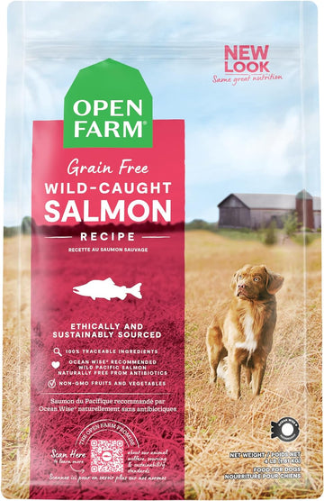 Open Farm Wild-Caught Salmon Grain-Free Dry Dog Food, Fresh Pacific Salmon Recipe with Non-GMO Superfoods and No Artificial Flavors or Preservatives, 4 lbs